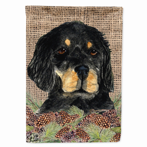 Faux Burlap and Pine Cones with Dog Flag Garden Size - 705332049054