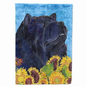 Dog in Summer Flowers Flag Garden Size - 705332049351