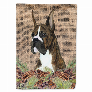 Faux Burlap and Pine Cones with Dog Flag Garden Size - 705332048989
