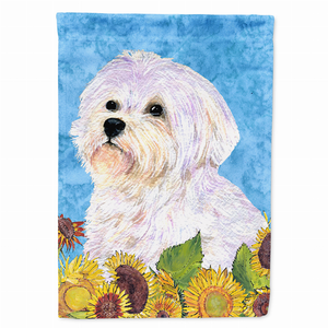 Dog in Summer Flowers Flag Garden Size - 705332049153