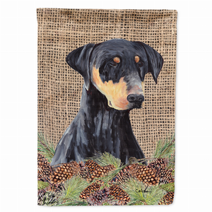 Faux Burlap and Pine Cones with Dog Flag Garden Size - 705332046978