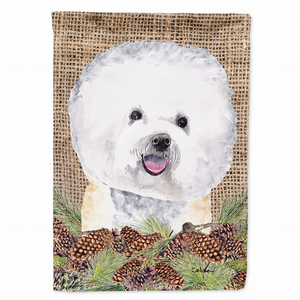 Faux Burlap and Pine Cones with Dog Flag Garden Size - 705332047067