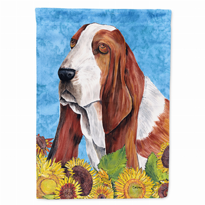 Dog in Summer Flowers Flag Garden Size - 705332047258