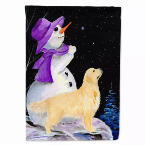 Snowman with Golden Retriever Flag Garden Size - 705332055635