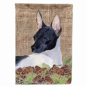 Faux Burlap and Pine Cones with Dog Flag Garden Size - 705332048729