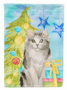 Christmas Presents Cat Art Flag Canvas - 194030043738