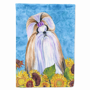 Dog in Summer Flowers Flag Garden Size - 705332050357