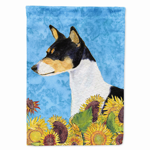 Dog in Summer Flowers Flag Garden Size - 705332049481