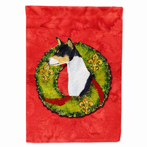 Christmas Wreath With Dog Flag Garden Size - 705332050029