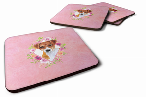 Flowers Design with Dog Foam Coaster Set of 4 - 194030074770