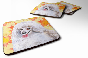 Fall Leaves with Dog Foam Coaster Set of 4 - 652259213764