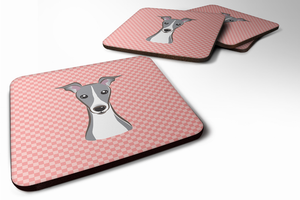 Checkerboard Design with Dog Foam Coaster Set of 4 - 615872895151