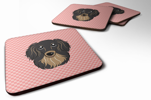 Checkerboard Design with Dog Foam Coaster Set of 4 - 615872894925