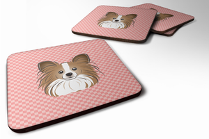 Checkerboard Design with Dog Foam Coaster Set of 4 - 615872895274