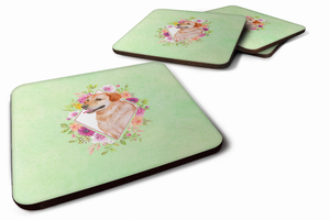 Flowers Design with Dog Foam Coaster Set of 4 - 194030076392