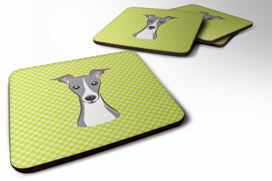 Checkerboard Design with Dog Foam Coaster Set of 4 - 615872895779