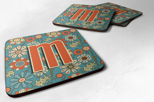 Letter Flowers Initial Foam Coaster Set of 4 - 615872974542