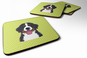 Checkerboard Design with Dog Foam Coaster Set of 4 - 615872895786