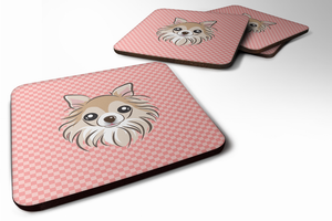 Checkerboard Design with Dog Foam Coaster Set of 4 - 615872895304