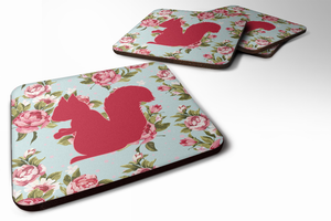 Animal shabby Chic Blue Roses Foam Coaster - 705332173476