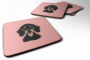 Checkerboard Design with Dog Foam Coaster Set of 4 - 615872894949
