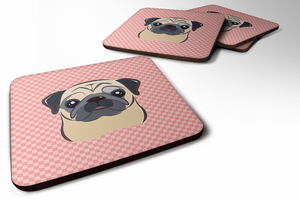 Checkerboard Design with Dog Foam Coaster Set of 4 - 615872895410