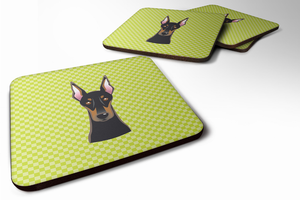 Checkerboard Design with Dog Foam Coaster Set of 4 - 615872895861