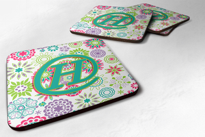 Letter Flowers Initial Foam Coaster Set of 4 - 615872974238