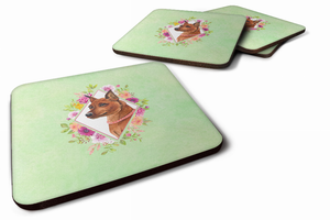 Flowers Design with Dog Foam Coaster Set of 4 - 194030076422