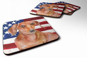 Patriotic Design with Dog Foam Coaster Set of 4 - 652259211395