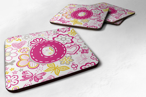 Letter Flowers and Butterflies Foam Coaster Set of 4 - 615872972746
