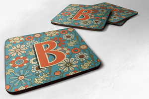 Letter Flowers Initial Foam Coaster Set of 4 - 615872974436