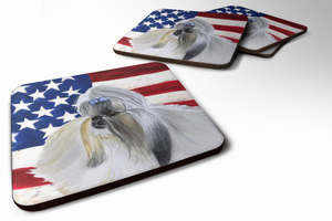 Patriotic Design with Dog Foam Coaster Set of 4 - 652259210985