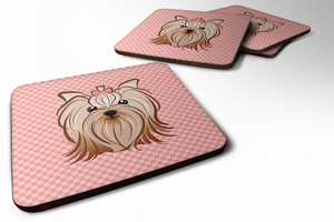 Checkerboard Design with Dog Foam Coaster Set of 4 - 615872894833