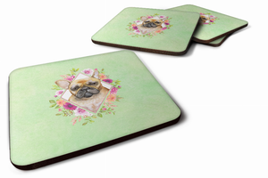 Flowers Design with Dog Foam Coaster Set of 4 - 194030076255