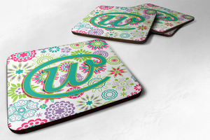 Letter Flowers Initial Foam Coaster Set of 4 - 615872974382