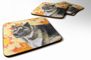 Fall Leaves with Dog Foam Coaster Set of 4 - 652259213627
