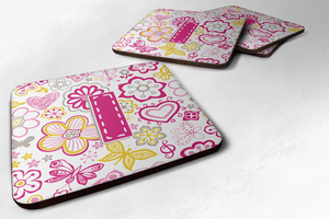 Letter Flowers and Butterflies Foam Coaster Set of 4 - 615872972685
