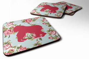 Animal shabby Chic Blue Roses Foam Coaster - 705332173568