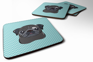 Checkerboard Design with Dog Foam Coaster Set of 4 - 615872894802