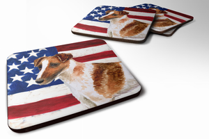 Patriotic Design with Dog Foam Coaster Set of 4 - 652259210794