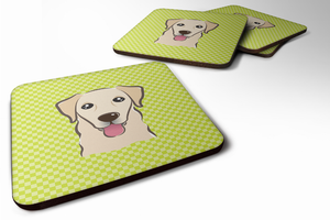 Checkerboard Design with Dog Foam Coaster Set of 4 - 615872895939
