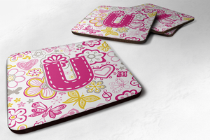 Letter Flowers and Butterflies Foam Coaster Set of 4 - 615872972807