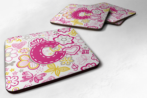 Letter Flowers and Butterflies Foam Coaster Set of 4 - 615872972623