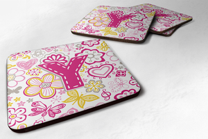 Letter Flowers and Butterflies Foam Coaster Set of 4 - 615872972845