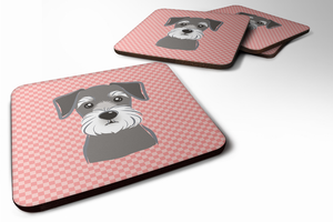 Checkerboard Design with Dog Foam Coaster Set of 4 - 615872894857