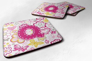 Letter Flowers and Butterflies Foam Coaster Set of 4 - 615872972760