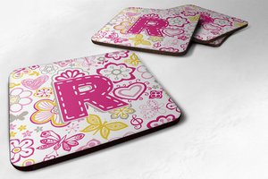 Letter Flowers and Butterflies Foam Coaster Set of 4 - 615872972777