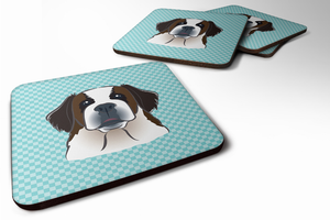Checkerboard Design with Dog Foam Coaster Set of 4 - 615872894635