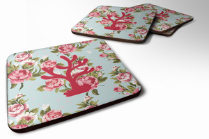 Sealife / shabby Chic Blue Roses Foam Coaster - 705332173421